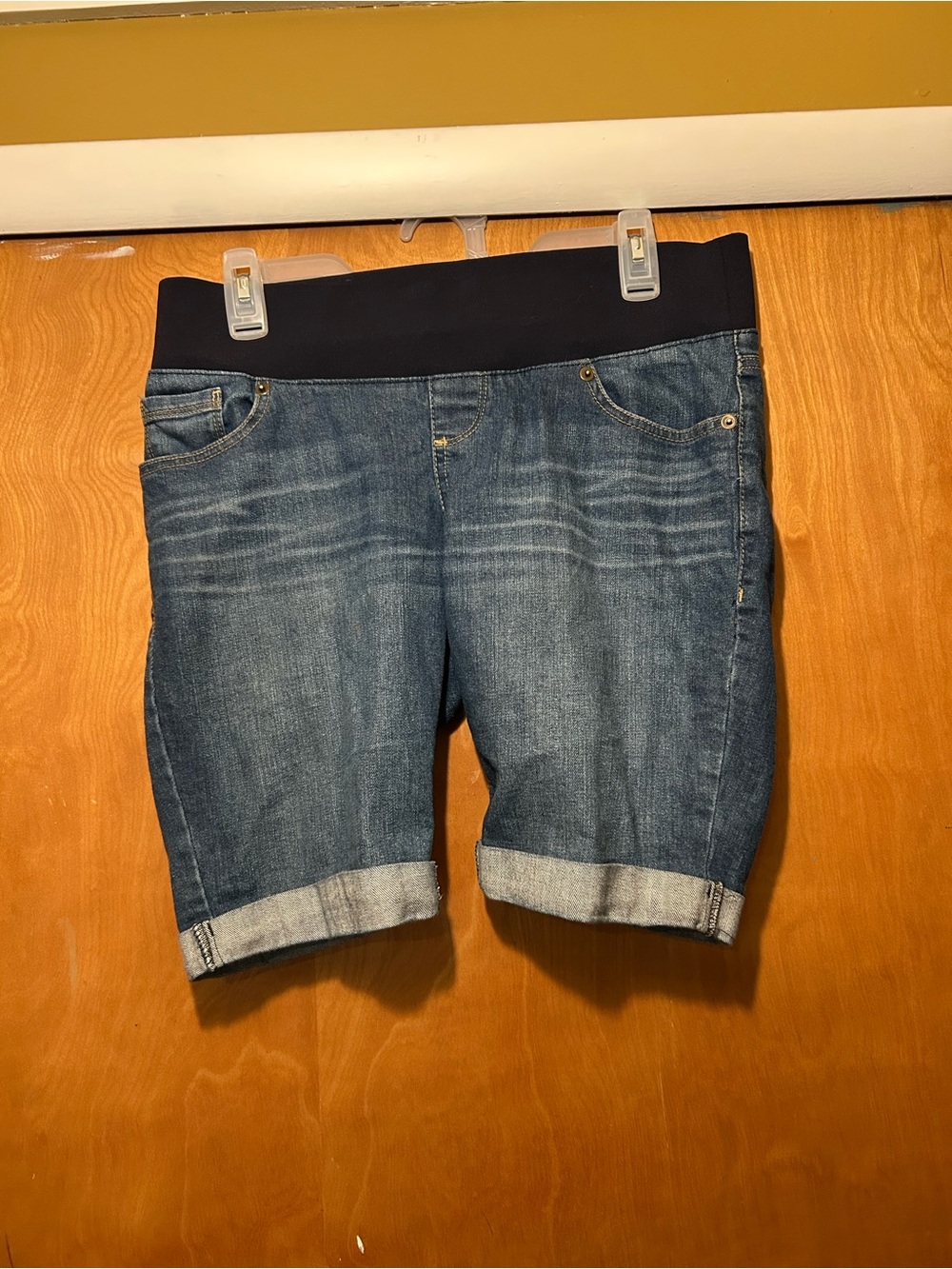 Great Expectations Dark Blue Denim Bermuda Shorts with Black Waistband